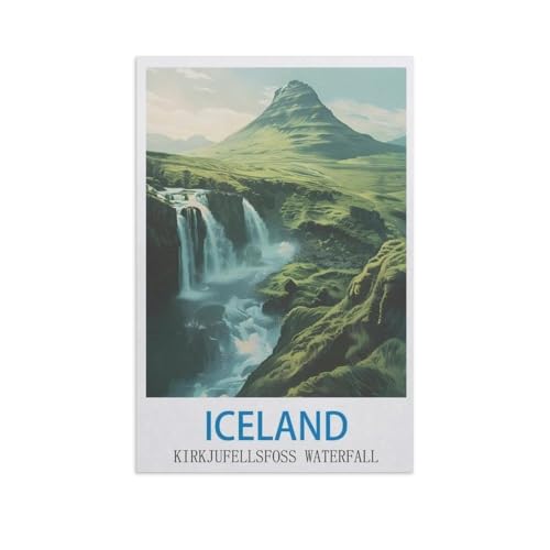Kirkjufellsfoss-Wasserfall, Island，Puzzles 1000 Teile für Erwachsene, Klassische Puzzle Jungen Mädchen Puzzle für Kinder Teenager Lernspiel Spielzeug（75x50cm）-GB32 von YYHMKBYY