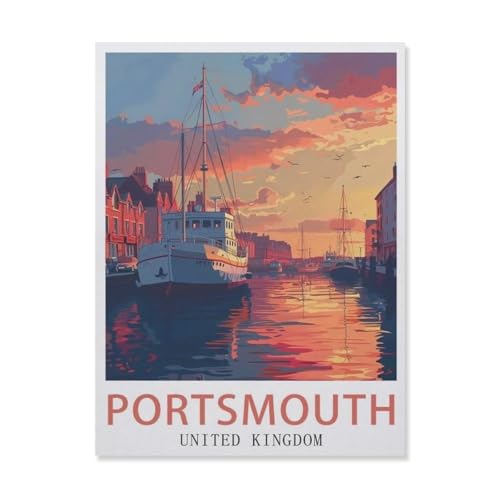 Klassisches Puzzle, 1000 Teile, Portsmouth, Großbritannien, Adultdecompression Paper Jigsaws Toys, Kids Toys Geschenke (50 x 70 cm) -DR65 von YYHMKBYY
