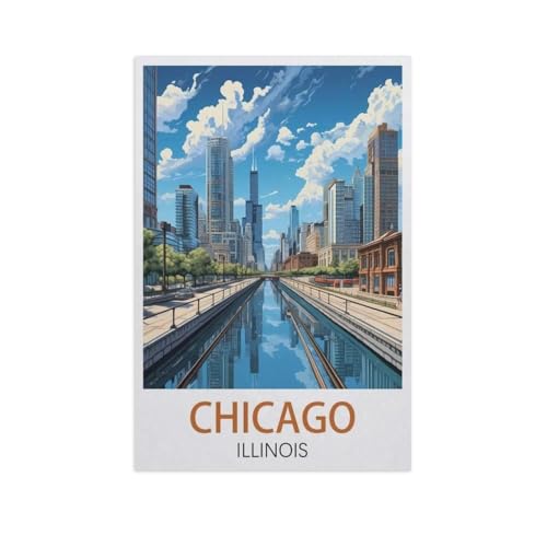 Klassisches Puzzle 3D Puzzle DIY Kit Holz Spielzeug Einzigartiges Geschenk，Chicago, Illinois，Klassisches Puzzle 3D Puzzle DIY Kit Holz Spielzeug Einzigartiges Geschenk（75x50cm）-AN98 von YYHMKBYY