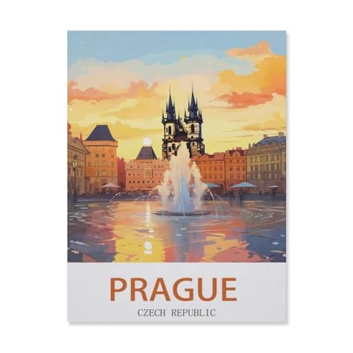 Klassisches Puzzle für Erwachsene, 1000 Teile, Landschaft, Holzpuzzle, Prag, Tschechien, DIY, Weihnachtsgeschenke, Heimdekoration (75 x 50 cm) -EF48 von YYHMKBYY