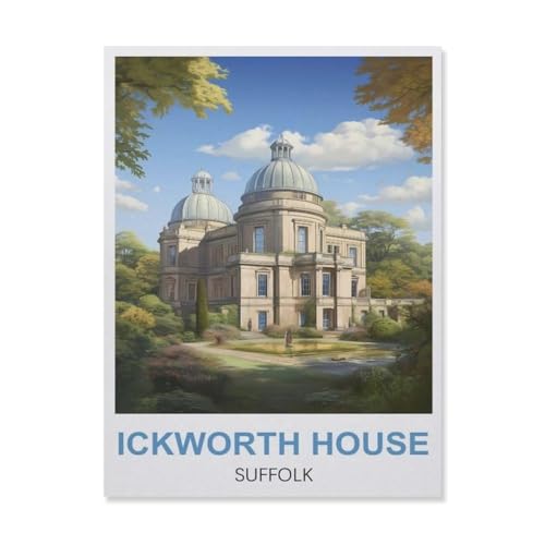 Klassisches Puzzle für Erwachsene, 1000 Teile, Landschaft aus Papier, Haus von Ickworth Suffolk, DIY Weihnachtsgeschenke, Dekoration zu Hause (50 x 70 cm) - ES88 von YYHMKBYY