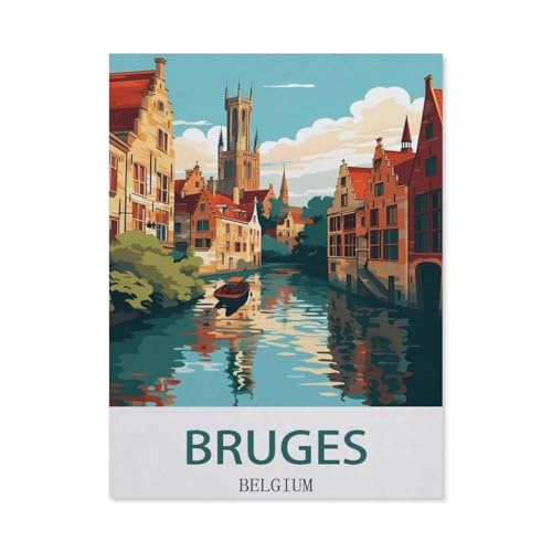 Klassisches Puzzlespiel, 1000-teiliges Puzzle für Erwachsene und Kinder, Brügge, Belgien, Basteln, Heimdekoration, kreatives Spielzeug (50 x 70 cm) - EC13 von YYHMKBYY