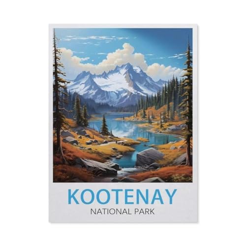 Kootenay Reiseposter，Puzzle 1000 Teile Holz Puzzle Erwachsene Kinder Lernspielzeug Familie Dekompressionsspiel（75x50cm）-AU97 von YYHMKBYY