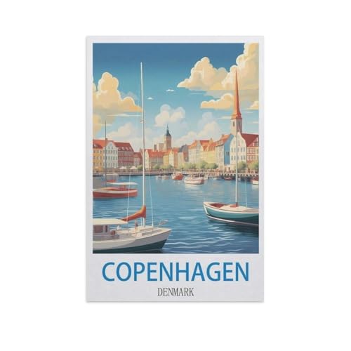 Kopenhagen, Dänemark，1000 Stück Erwachsene Holz Landschaft Puzzles Für Kinder Lernspielzeug Geschenke（75x50cm）-GA72 von YYHMKBYY