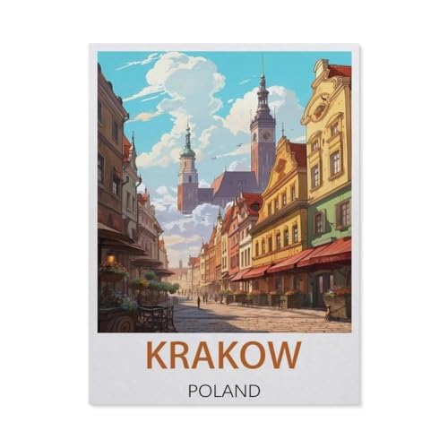 Puzzle 1000 Teile DIY Holz Puzzle，Krakau Polen，Freizeit Creative Kreuzworträtsel Spiel Kind Puzzle Spielzeug Geburtstag Festival Einzigartiges Geschenk（75x50cm）-EX88 von YYHMKBYY