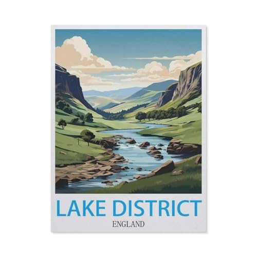 Lake District England Vintage-Reiseplakate，Puzzle 1000 Teile Erwachsene Kinde Spaß Lernspielzeug Geschenke（50x70cm）-BV47 von YYHMKBYY