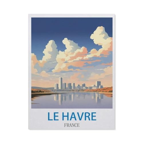 Le Havre, Frankreich – Vintage Reiseplakate，1000 Teile Puzzle Erwachsene Dekompressionsspielzeug Erwachsene Ideales Pädagogisches Puzzle Erwachsene Spiele Geschenk（50x70cm）-CR42 von YYHMKBYY