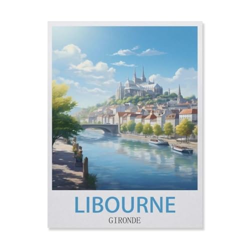 Libourne Gironde，3D Puzzle 1000 Stück, Holz Montiert DIY Puzzle Montage Spielzeug Für Kinder, Holz Puzzle Holz Geschenk（75x50cm）-GN87 von YYHMKBYY