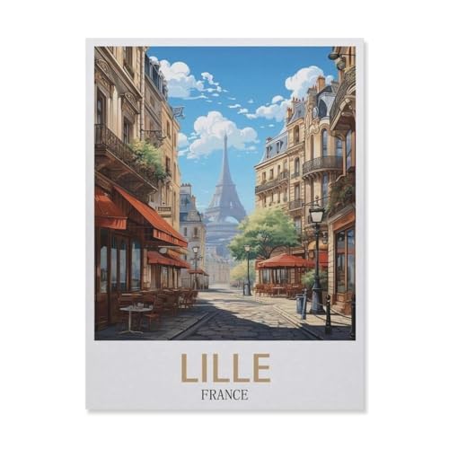 Lille, Frankreich, Straße, 1000 Teile Papierpuzzle, kreativ, pädagogisch, Puzzle, Anti-Stress-Spielzeug für Erwachsene und Kinder, Basteln, Eltern-Kind-Spiele (38 x 26 cm) -DU57 von YYHMKBYY