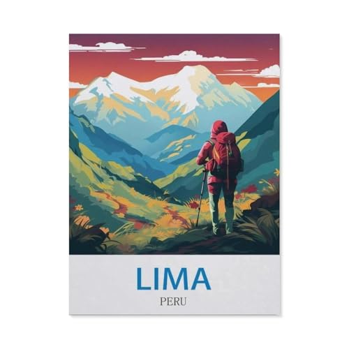Lima, Peru – Vintage-Reiseposter, 1000 Teile, kreatives Puzzle, schwer, großes Lernpuzzle, Anti-Stress-Spielzeug für Erwachsene und Kinder, Unterhaltungsgeschenk (50 x 70 cm) - CU40 von YYHMKBYY