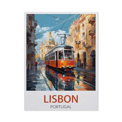 Lissabon, Portugal, Straßenbahn，Puzzle 1000 Teile Holz Puzzle Geeignet Für Erwachsene Kinder Familien Stressabbau Puzzlespiele（75x50cm）-DW20 von YYHMKBYY