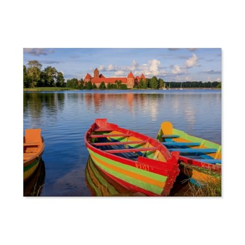 Litauen - Wasserburg Trakai，1000 Teile Puzzles, Holz Craft, Hochwertiges Modernes Puzzle, DIY, Für Erwachsene Und Kinder Ab 12 Jahren（75x50cm）-AY15 von YYHMKBYY