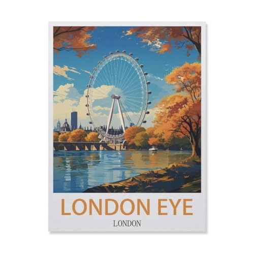 London Eye London, Puzzle, 1000 Teile, Teenager, Kinder, Puzzle, Unterhaltungsspielzeug, Gehirn-Herausforderung, Puzzle (75 x 50 cm), FI90 von YYHMKBYY