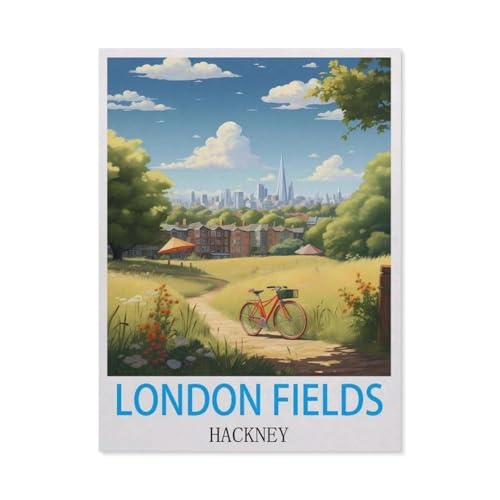 London Fields, Hackney，Puzzle 1000 Teile Holz Puzzle Erwachsene Kinder Lernspielzeug Familie Dekompressionsspiel（75x50cm）-DL16 von YYHMKBYY