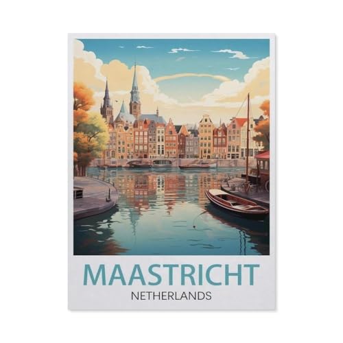 Maastricht Niederlande Vintage-Reiseposter，Klassisches Puzzle 3D Puzzle DIY Kit Papier Spielzeug Einzigartiges Geschenk（38x26cm）-BE98 von YYHMKBYY