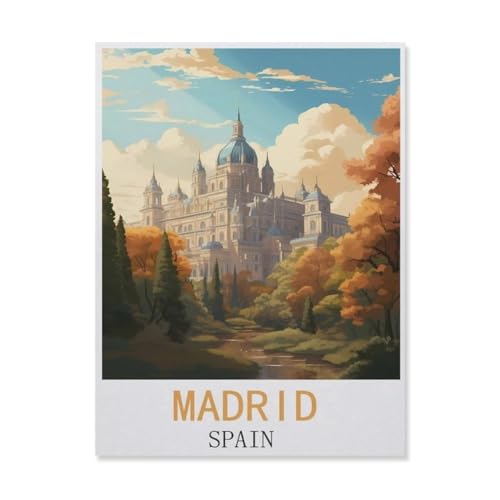 Madrid, Spanien，Puzzle 1000 Teile Holz Puzzle Erwachsene Kinder Lernspielzeug Familie Dekompressionsspiel（75x50cm）-FK51 von YYHMKBYY
