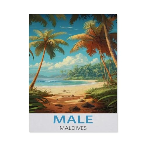 Male, Malediven – Vintage Reiseplakate (Küste)，Puzzles 1000 Teile für Erwachsene, Klassische Puzzle Teenager Puzzle Perfektes Pädagogisches Geschenk für Jungen Und Mädchen（38x26cm）-CX22 von YYHMKBYY