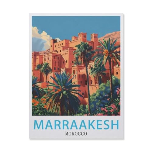 Marrakesch, Marokko，Holz Puzzle 1000 Teile Spielzeug Für Erwachsene Dekompressionsspiel（75x50cm）-DQ32 von YYHMKBYY