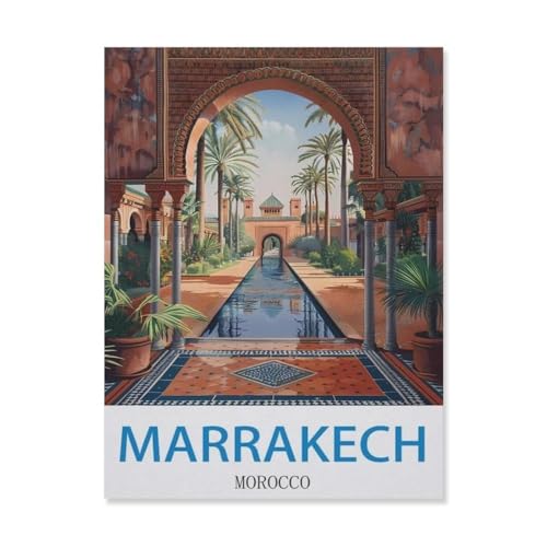 Marrakesch, Marokko，Puzzle 1000 Teile Holz Puzzle Erwachsene Kinder Lernspielzeug Familie Dekompressionsspiel（75x50cm）-DO81 von YYHMKBYY