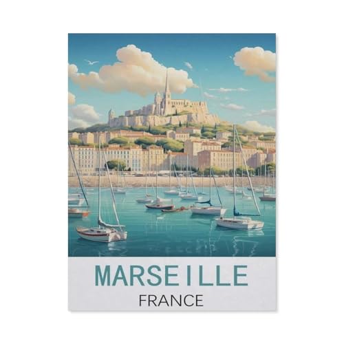Marseille Frankreich, Vintage-Reiseposter, Holz-Puzzle, 1000 Teile, Spielzeug für Erwachsene, Dekompressionsspiel (75 x 50 cm) -CP75 von YYHMKBYY