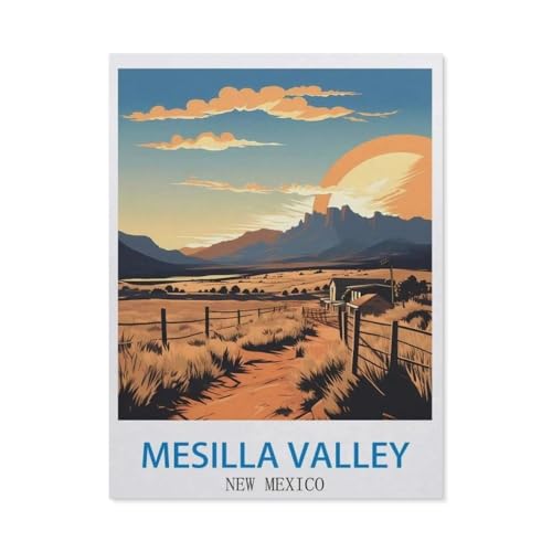 Mesilla Valley, New Mexico – Vintage Reiseplakate，1000 Stück Erwachsene Holz Landschaft Puzzles Für Kinder Lernspielzeug Geschenke（75x50cm）-CZ51 von YYHMKBYY