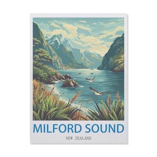 Milford Sound, Neuseeland，Puzzle 1000 Teile,Intellektuelle Entwicklung Pädagogisches Nach Hause Interessante Dekompression Brain Challenge Puzzle Für Jugendliche Kinder（75x50cm）-DO88 von YYHMKBYY