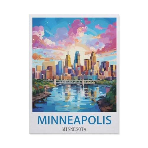 Minneapolis, Minnesota，Puzzle 1000 Teile Holz Puzzle Geeignet Für Erwachsene Kinder Familien Stressabbau Puzzlespiele（75x50cm）-CL52 von YYHMKBYY