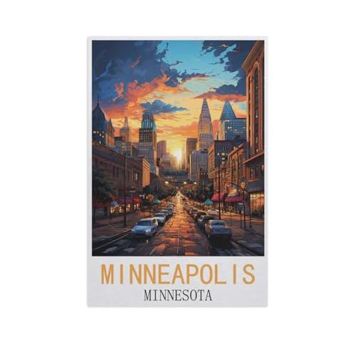 Minneapolis, Minnesota，Puzzle 1000 Teile Holz Puzzle Geeignet Für Erwachsene Kinder Familien Stressabbau Puzzlespiele（75x50cm）-FO92 von YYHMKBYY
