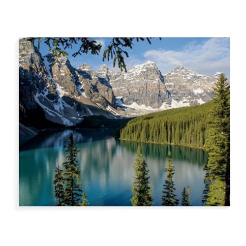 Moraine Lake, Banff National Park, Canada，1000 Teile Puzzles Für Erwachsene,Holz Puzzle - Verringerter Druck Schwieriges Unmögliche Puzzle Für 12+ Kinder（75x50cm）-AX75 von YYHMKBYY