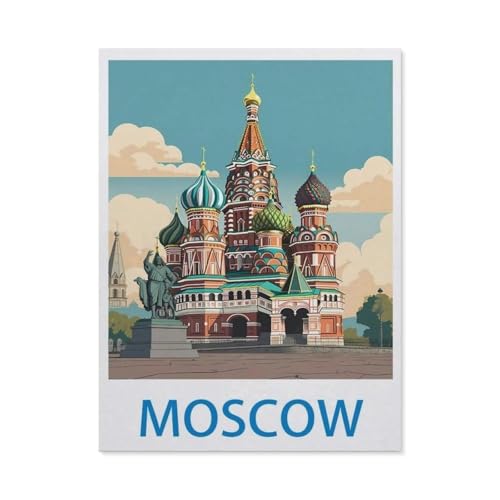 Moskau – Vintage Reiseplakate，Puzzles 1000 Teile für Erwachsene, Klassische Puzzle Kinder Puzzle Herausfordernde Und Schwierige Rätsel für Erwachsene Und Jugendliche（50x70cm）-DF27 von YYHMKBYY