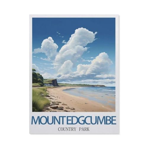 Mount-Edgcumbe-Country-Park Vintage Reiseplakat，Puzzle 1000 Teile Papier Puzzle Geeignet Für Erwachsene Kinder Familien Stressabbau Puzzlespiele（38x26cm）-CE19 von YYHMKBYY