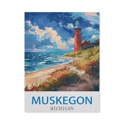 Muskegon, Michigan，Papier Puzzle 1000 Teile Spielzeug Für Erwachsene Dekompressionsspiel（38x26cm）-CJ32 von YYHMKBYY