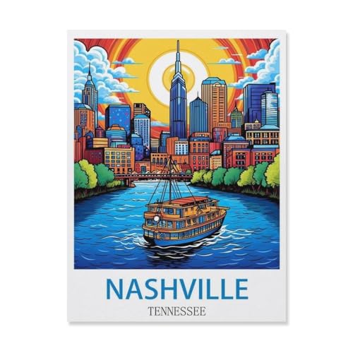 Nashville Tennessee，Puzzle 1000 Teile Holz Puzzle Erwachsene Kinder Lernspielzeug Familie Dekompressionsspiel（75x50cm）-Q74 von YYHMKBYY