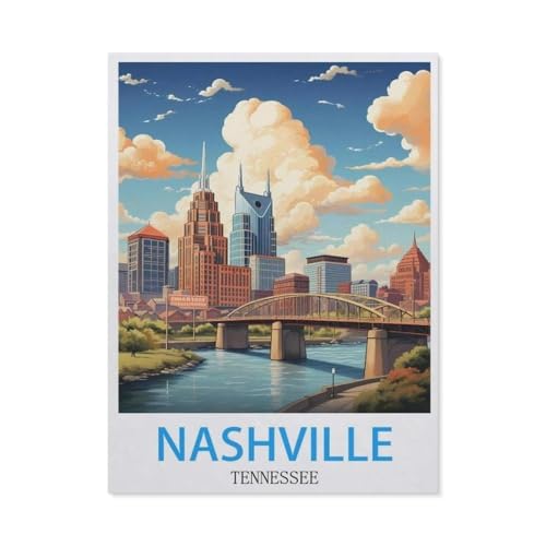 Nashville Tennessee Vintage Reiseplakate，1000 Teile Puzzle Erwachsene Dekompressionsspielzeug Erwachsene Ideales Pädagogisches Puzzle Erwachsene Spiele Geschenk（50x70cm）-BW89 von YYHMKBYY