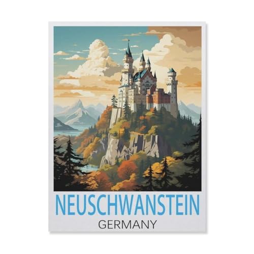Neuschwanstein, Deutschland, 1000 Teile Papierpuzzle, kreativ, pädagogisch, Puzzle, Anti-Stress-Spielzeug für Erwachsene und Kinder, Basteln, Eltern-Kind-Spiele (38 x 26 cm) -DN97 von YYHMKBYY
