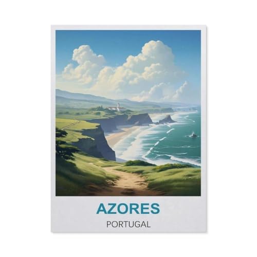 Papier Puzzle 1000 Stück，Azoren Portugal Vintage Reiseplakat，Lernspielzeug Für Erwachsene Geburtstagsgeschenk（50x70cm）-BZ91 von YYHMKBYY