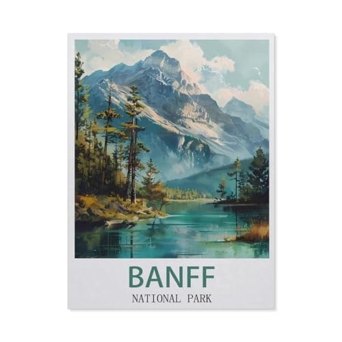Papier Puzzle 1000 Stück，Banff National Park Vintage-Reiseposter，Lernspielzeug Für Erwachsene Geburtstagsgeschenk（38x26cm）-BH60 von YYHMKBYY