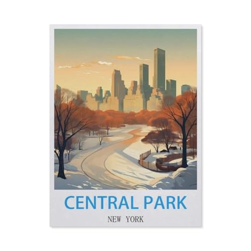 Papier Puzzle 1000 Stück，Central Park New York Vintage Reiseplakate，Puzzles Lernspielzeug Für Erwachsene Geburtstagsgeschenk（38x26cm）-BV61 von YYHMKBYY