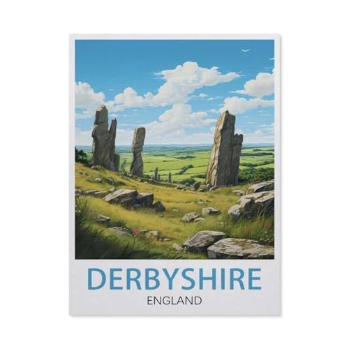 Papier Puzzle 1000 Stück，Derbyshire England Vintage-Reiseposter，Puzzles Lernspielzeug Für Erwachsene Geburtstagsgeschenk（38x26cm）-BE73 von YYHMKBYY