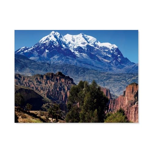Papier Puzzle 1000 Stück，Illimani-Massiv mit Pico Sur, Bolivien，Puzzles Lernspielzeug Für Erwachsene Geburtstagsgeschenk（38x26cm）-AS84 von YYHMKBYY