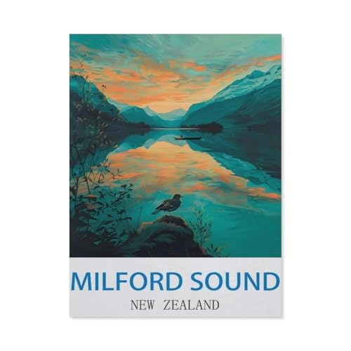 Papier Puzzle 1000 Stück，Milford Sound, Neuseeland，Erwachsene Kinder Spielzeug Dekompression Spiel（38x26cm）-CI74 von YYHMKBYY