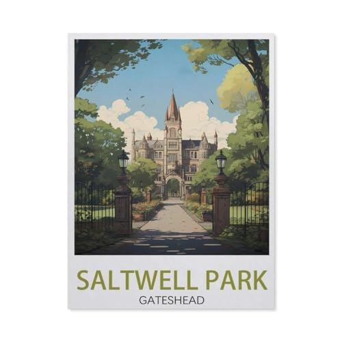 Papier Puzzle 1000 Stück，Saltwell Park Gateshead Vintage-Reiseposter，Lernspielzeug Für Erwachsene Geburtstagsgeschenk（38x26cm）-AO53 von YYHMKBYY