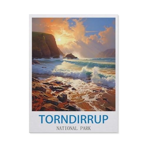 Papier Puzzle 1000 Stück，Torndirrup National Park – Vintage Reiseplakate，Lernspielzeug Für Erwachsene Geburtstagsgeschenk（38x26cm）-CY12 von YYHMKBYY