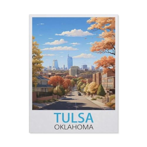 Papier Puzzle 1000 Stück，Tulsa Oklahoma Vintage Reiseplakate，Puzzles Lernspielzeug Für Erwachsene Geburtstagsgeschenk（38x26cm）-BZ26 von YYHMKBYY