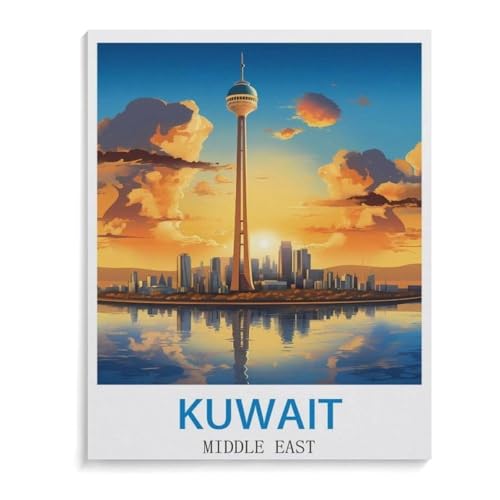 Papier Puzzle 1000 Stück，Vintages Reiseplakat Kuwaits im Nahen Osten，Puzzles Lernspielzeug Für Erwachsene Geburtstagsgeschenk（50x70cm）-A13 von YYHMKBYY