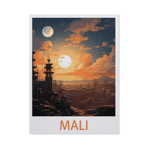 Papier Puzzle Puzzle 1000 Stück，Mali Vintage Reiseplakat，Puzzles Lernspielzeug Für Erwachsene Geburtstagsgeschenk Home Decoration（38x26cm）-CG74 von YYHMKBYY