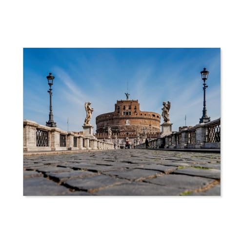 Papier Puzzle Puzzle 1000 Teile，Engelsbrücke und Engelsburg Rom，Erwachsene Klassische Pädagogisches Spielzeug Kinder Lernspiel Herausforderndes Puzzles（38x26cm）-AY21 von YYHMKBYY