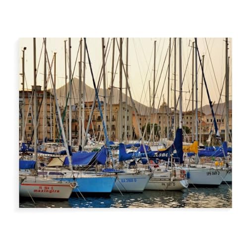 Papier Puzzle Puzzle 1000 Teile，Palermo, Altstadt und Jachthafen，Erwachsene Klassische Pädagogisches Spielzeug Kinder Lernspiel Herausforderndes Puzzles（38x26cm）-AX16 von YYHMKBYY