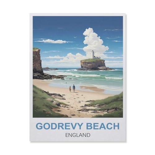 Papierpuzzle, klassisch, 1000 Teile, Godrevy Beach, England, Jigsaw Lernspiel, intellektuelles Lernspiel und Herausforderung, Geschenk (38 x 26 cm) - ES87 von YYHMKBYY