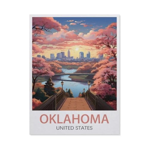 Papierpuzzle Puzzle 1000 Stück，Oklahoma Vintage-Reiseposter，Lernspielzeug Für Erwachsene Geburtstagsgeschenk Dekoration（38x26cm）-AZ81 von YYHMKBYY